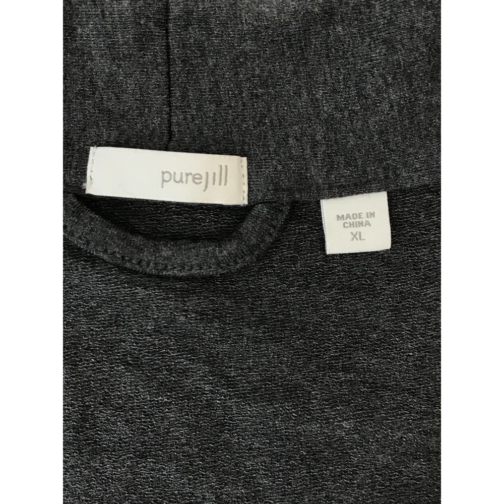 J Jill Pure Jill Womens Open Front Cardigan Pima Cotton Long Sleeve Gray Sz XL - Picture 7 of 10